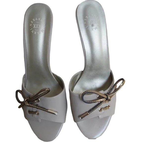 XIX Nineteen Size 9 Beige/cream Heels with Bows - Picture 4 of 11